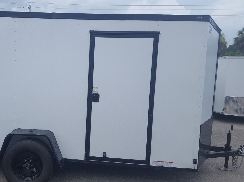 Diamond Cargo 6x12 SA Trailer - Embossed White, Ramp, Side Door, Extra Height, Blackout