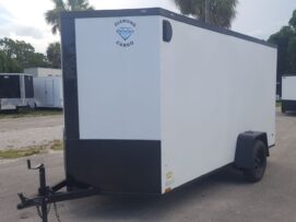 Alternative view of Diamond Cargo 6x12 SA Trailer - White Embossed, Ramp, Side Door, Extra Height, Blackout Package
