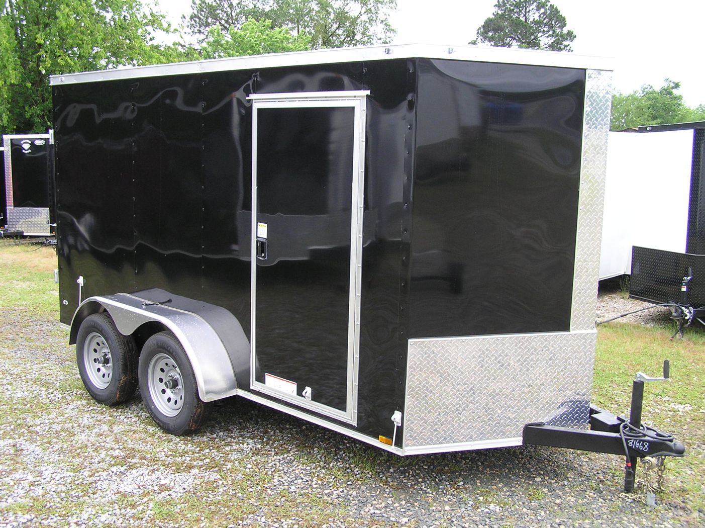 6x12 TA Trailer Black, Barn Doors, Side Door, Extra Height Snapper