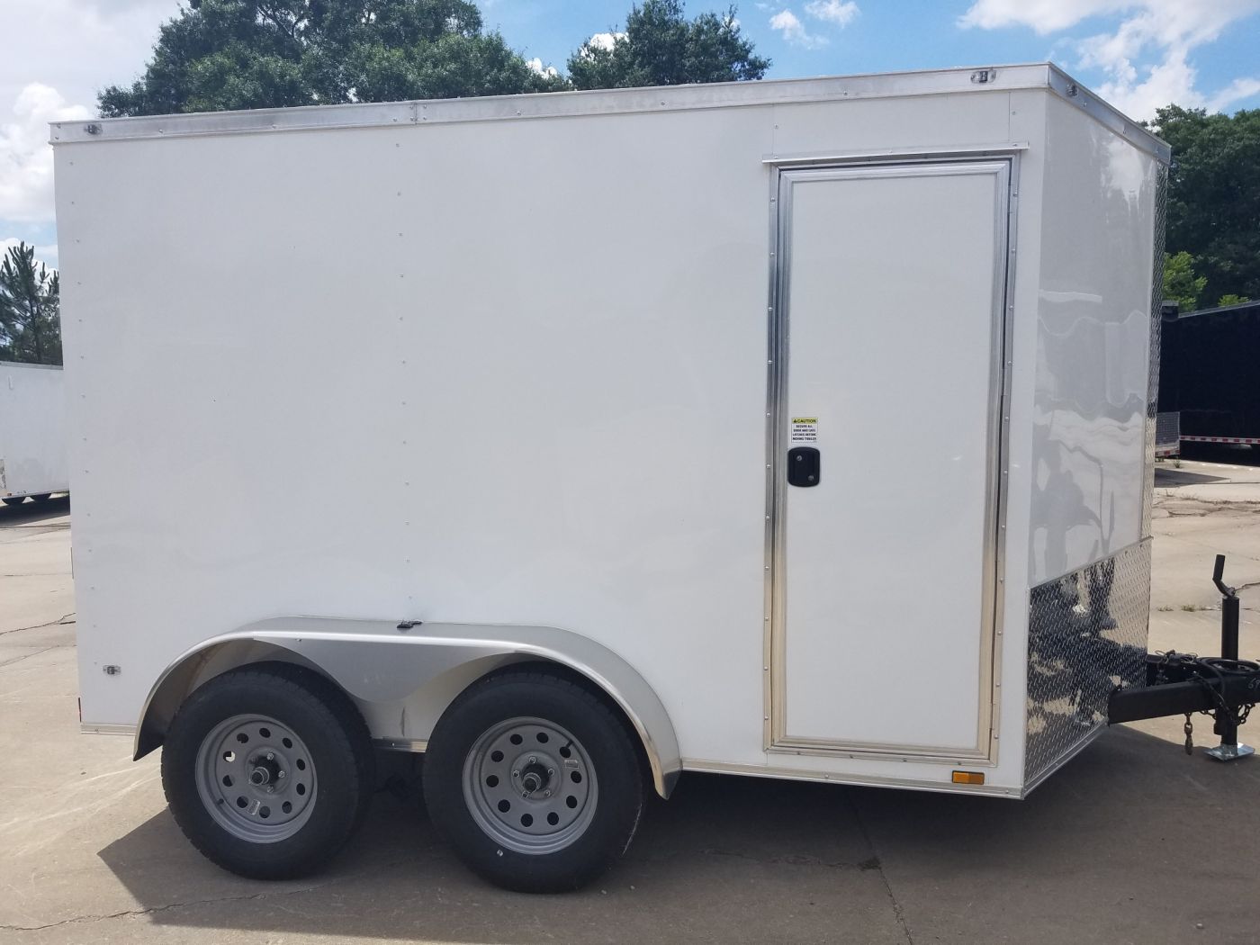 Diamond Cargo 7x10 TA Trailer - White, Ramp, Side Door, Extra Height
