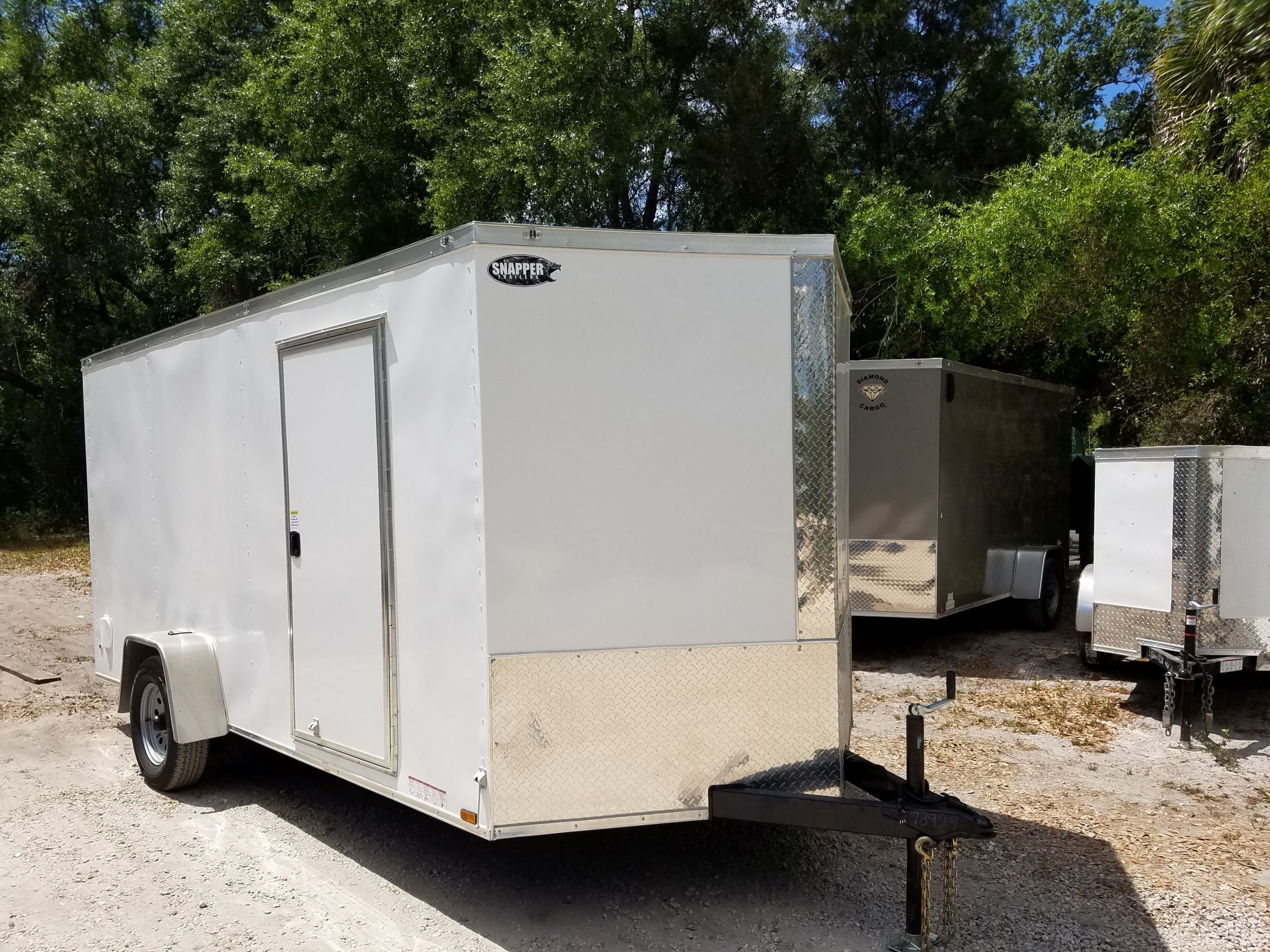 Diamond Cargo 7x14 SA Trailer - White, Ramp, Side Door, Extra Height