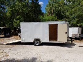 Alternative view of Diamond Cargo 7x14 SA Trailer - White, Ramp, Side Door, Extra Height