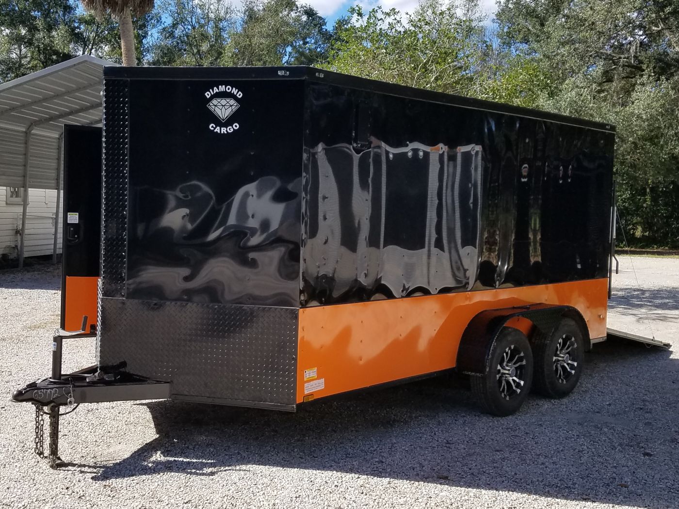 Diamond Cargo 7x14 TA Trailer - Black, Ramp, Side Door, Extra Height, Blackout Motorcycle Package - Image 2