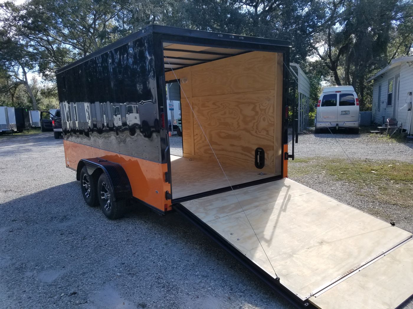 Diamond Cargo 7x14 TA Trailer - Black, Ramp, Side Door, Extra Height, Blackout Motorcycle Package - Image 6