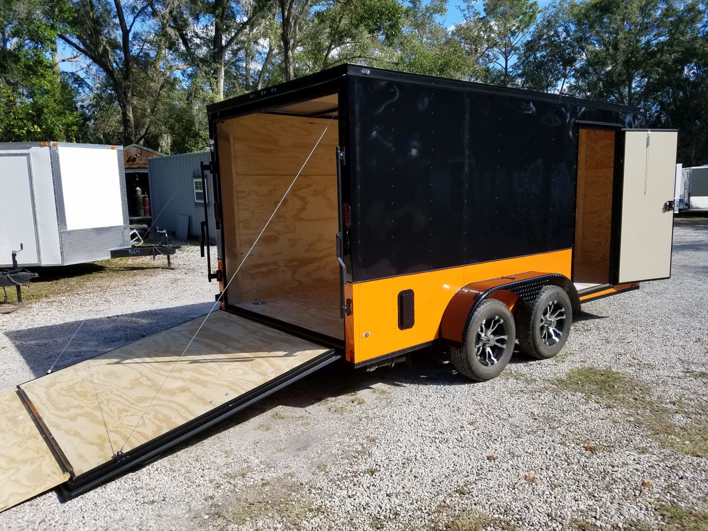 Diamond Cargo 7x14 TA Trailer - Black, Ramp, Side Door, Extra Height, Blackout Motorcycle Package - Image 10