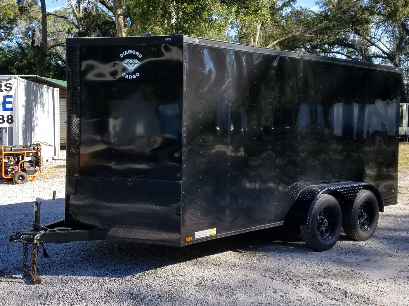 Diamond Cargo 7x14 TA Trailer - Black, Ramp, Side Door, Extra Height, Blackout