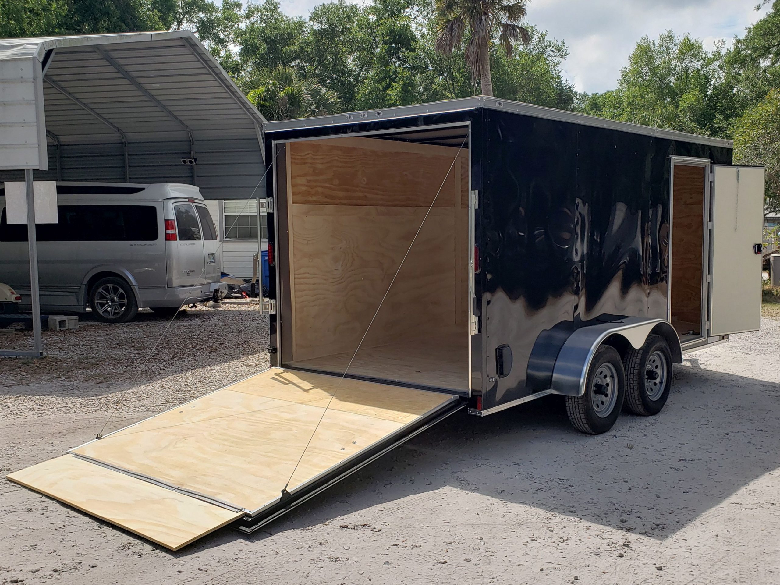 Diamond Cargo 7x14 TA Trailer - Black, Ramp, Side Door, Extra Height, Insulated - Image 7