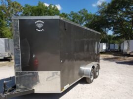 Alternative view of Diamond Cargo 7x14 TA Trailer - Charcoal Gray, Barn Doors, Side Door, Extra Height, Insulated