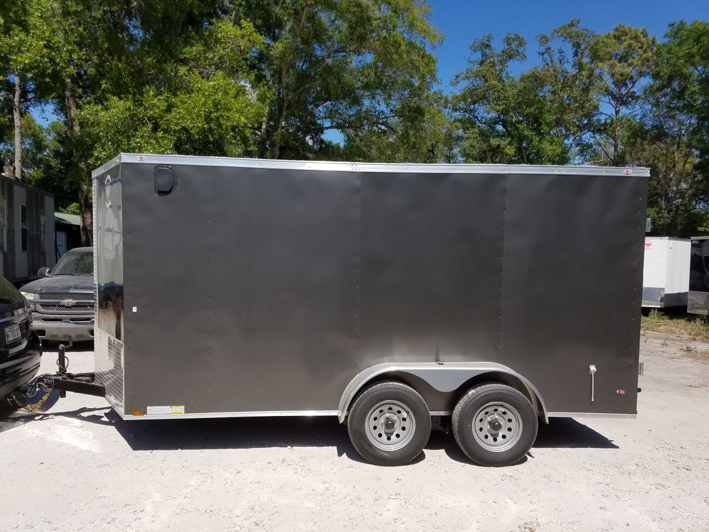 Diamond Cargo 7x14 TA Trailer - Charcoal Gray, Barn Doors, Side Door, Extra Height, Insulated - Image 4