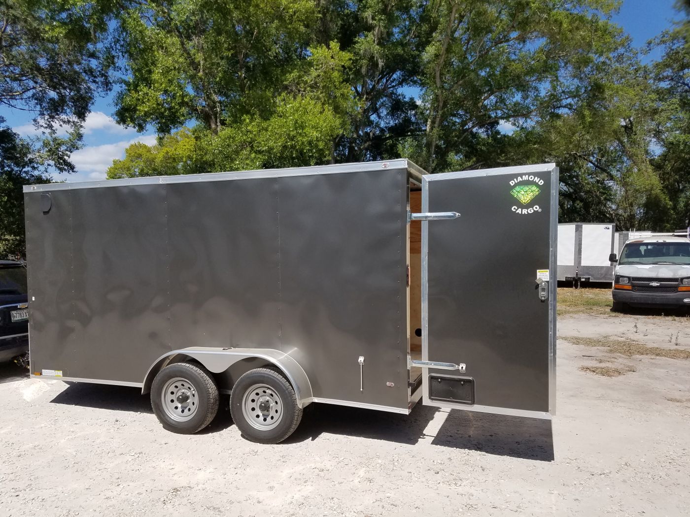 Diamond Cargo 7x14 TA Trailer - Charcoal Gray, Barn Doors, Side Door, Extra Height, Insulated - Image 5