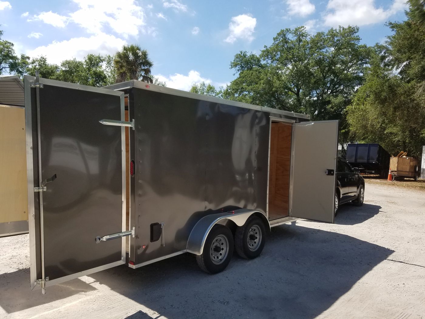 Diamond Cargo 7x14 TA Trailer - Charcoal Gray, Barn Doors, Side Door, Extra Height, Insulated - Image 9