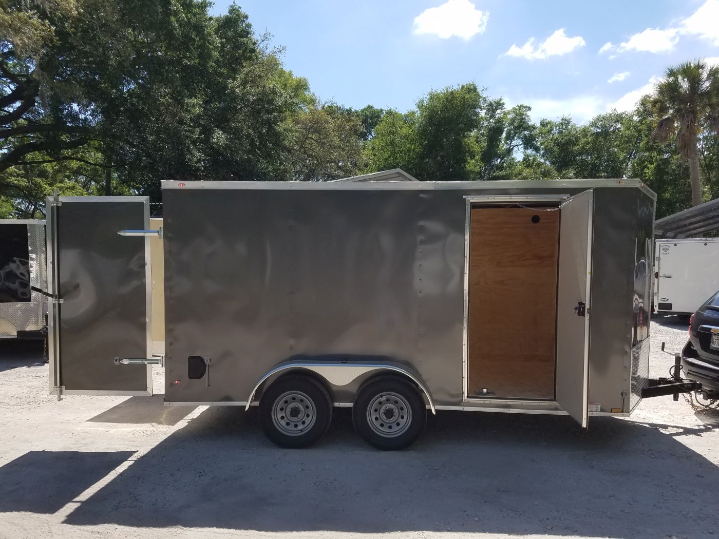 Diamond Cargo 7x14 TA Trailer - Charcoal Gray, Barn Doors, Side Door, Extra Height, Insulated - Image 11