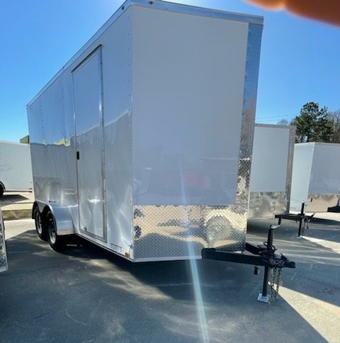 Diamond Cargo 7x14 TA Trailer - White, Ramp, Side Door, Extra Height - Image 2