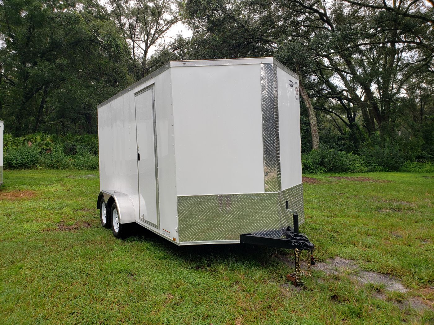 Diamond Cargo 7x14 TA Trailer - White, Ramp, Side Door, Extra Height