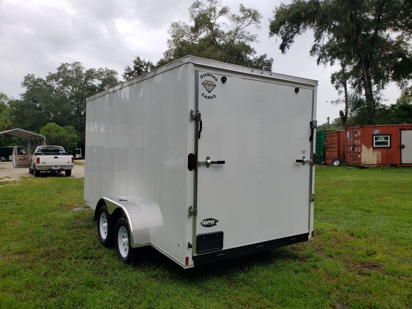 Diamond Cargo 7x14 TA Trailer - White, Ramp, Side Door, Extra Height - Image 4