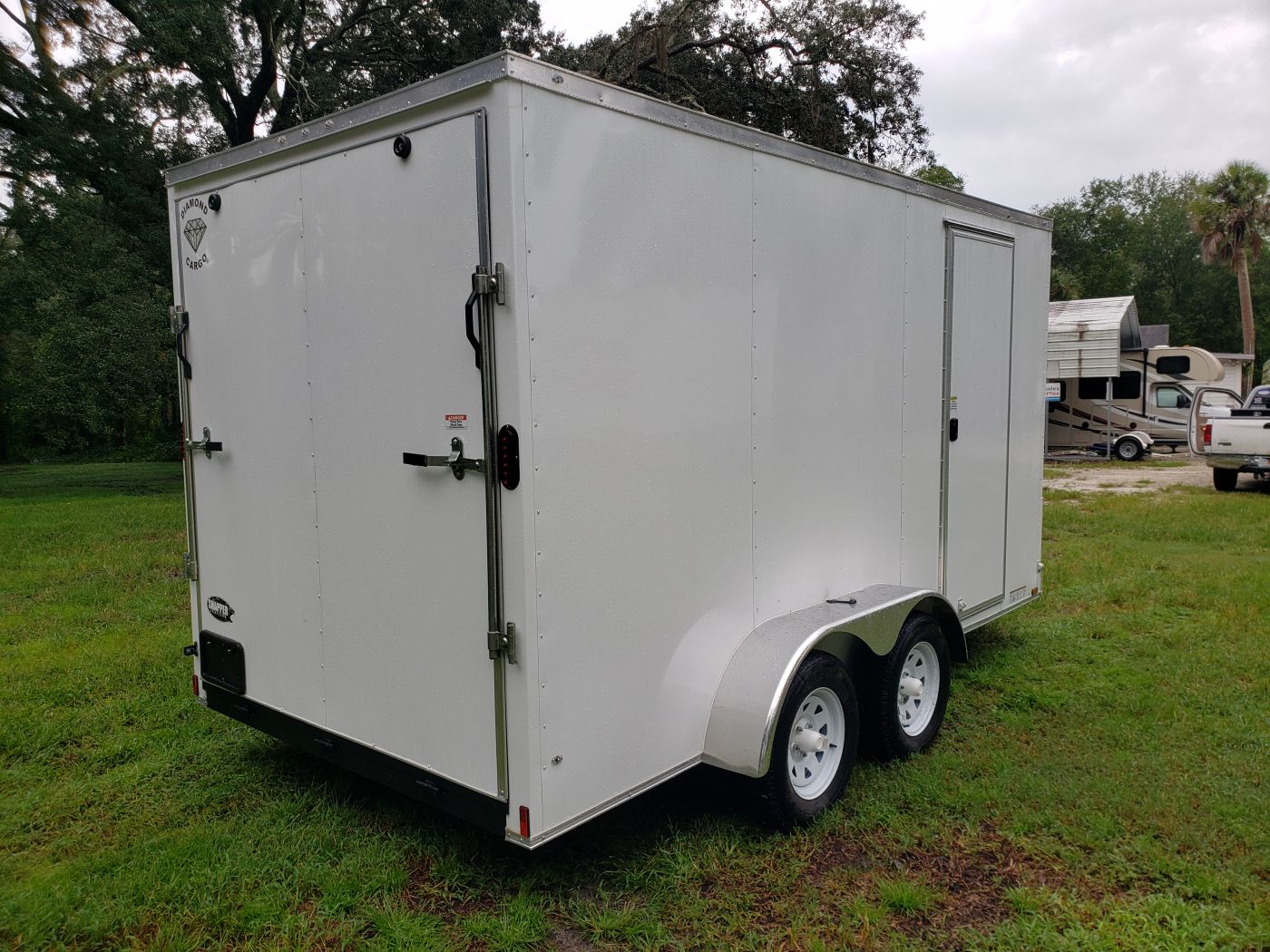 Diamond Cargo 7x14 TA Trailer - White, Ramp, Side Door, Extra Height - Image 8