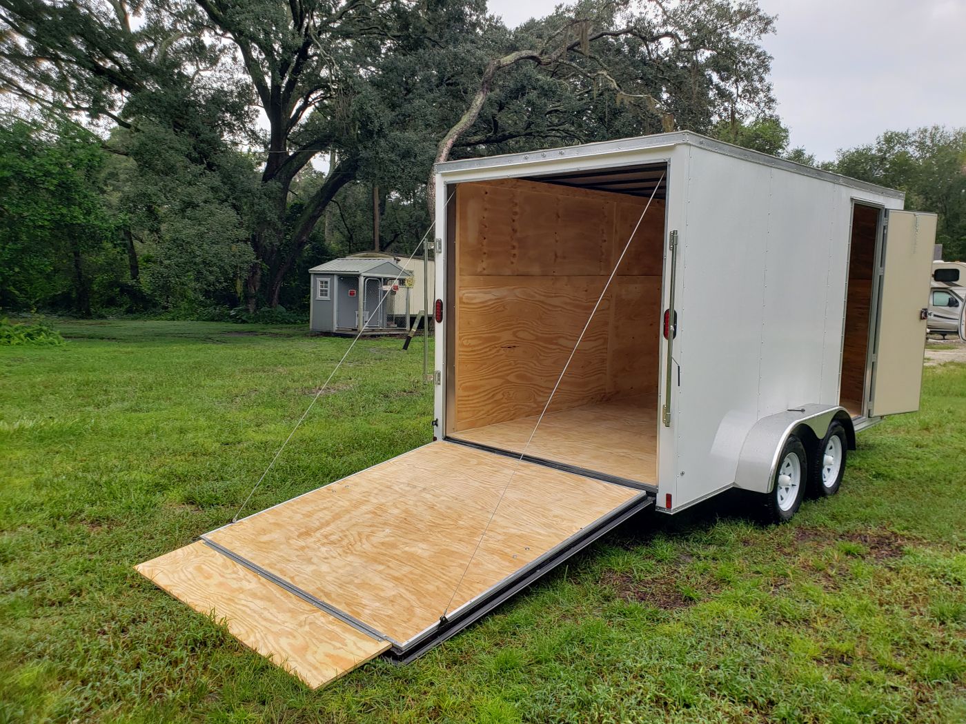 Diamond Cargo 7x14 TA Trailer - White, Ramp, Side Door, Extra Height - Image 7