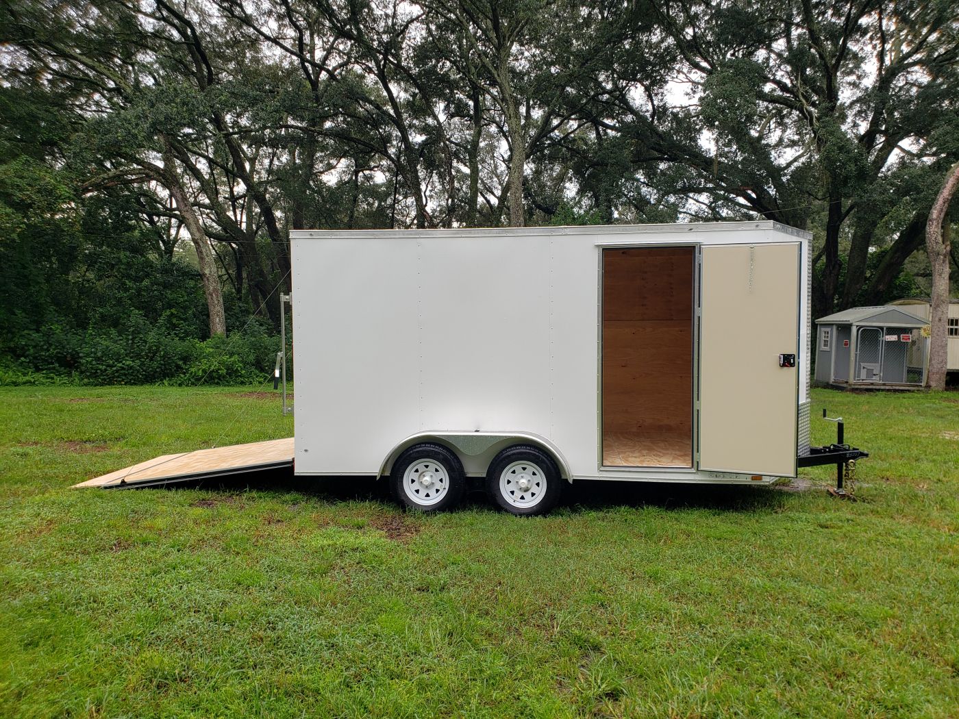 Diamond Cargo 7x14 TA Trailer - White, Ramp, Side Door, Extra Height - Image 9