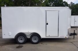 Diamond Cargo 7x14 TA Trailer - White, Ramp, Side Door, Extra Height