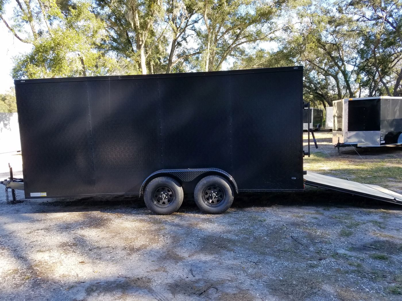 Diamond Cargo 7x16 TA Trailer - Black, Ramp, Side Door, Blackout, Embossed - Image 3