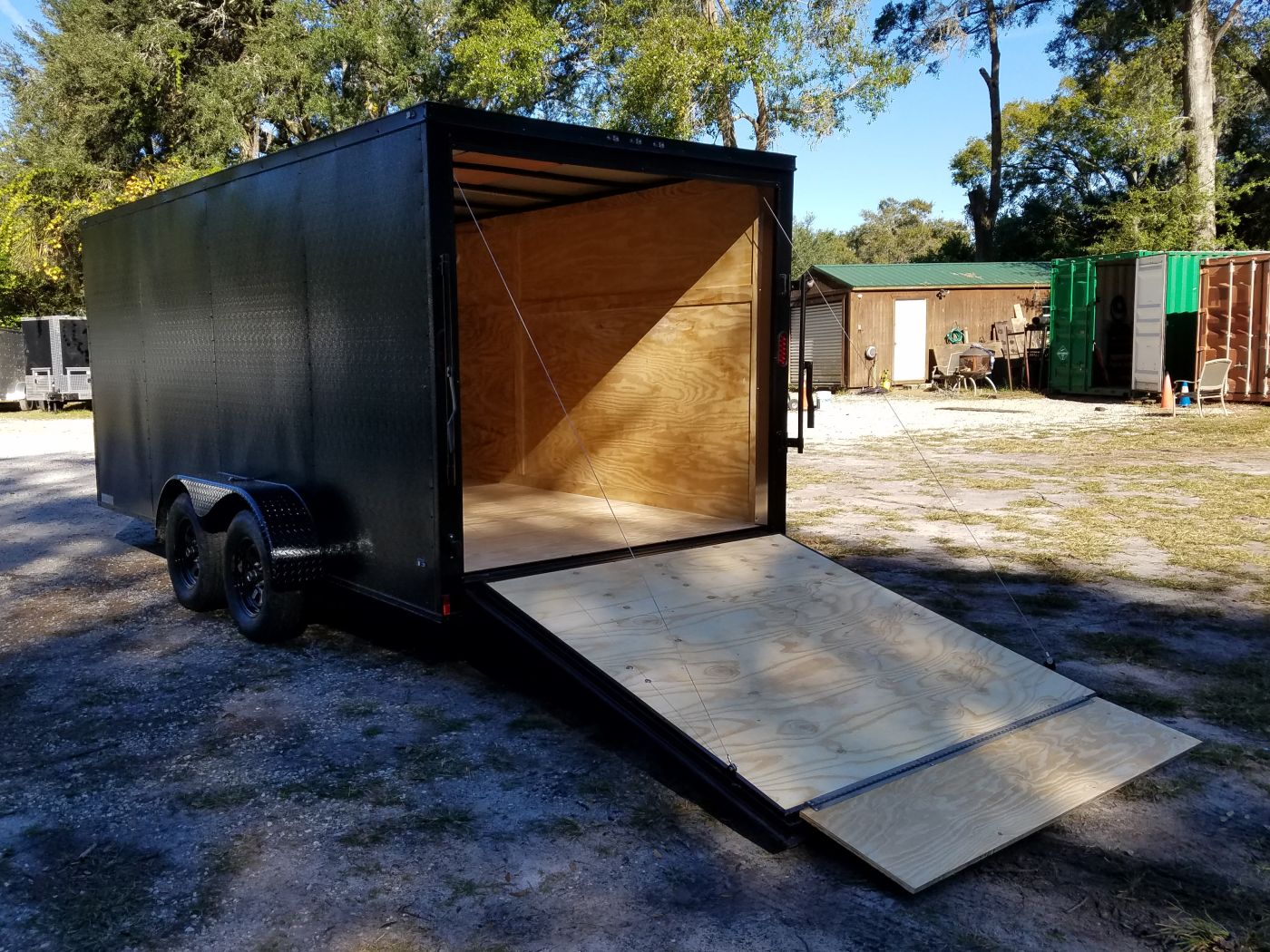 Diamond Cargo 7x16 TA Trailer - Black, Ramp, Side Door, Blackout, Embossed - Image 5