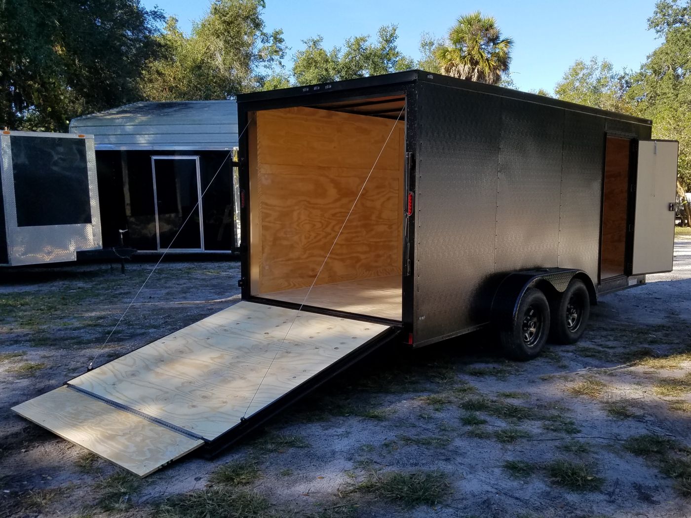 Diamond Cargo 7x16 TA Trailer - Black, Ramp, Side Door, Blackout, Embossed - Image 9