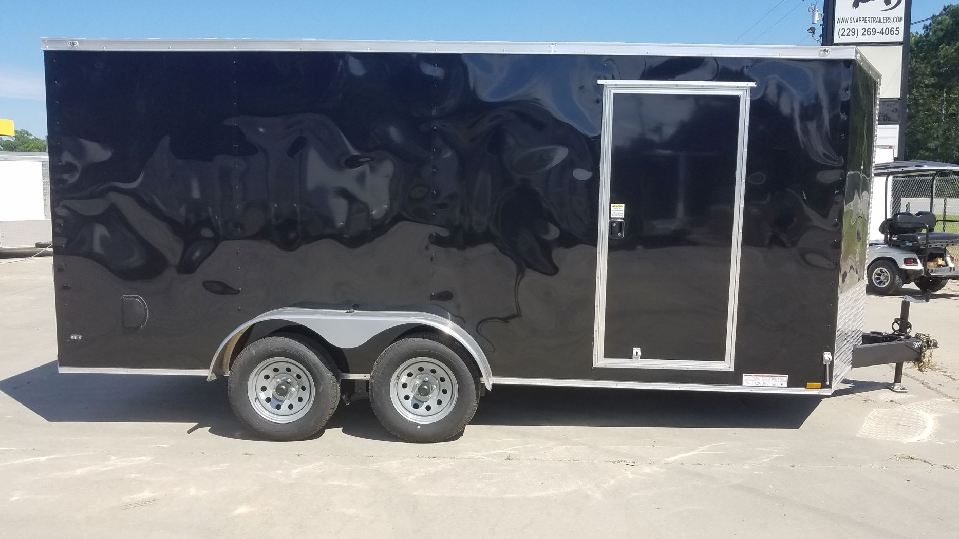 Diamond Cargo 7x16 TA Trailer - Black, Ramp, Side Door, Extra Height