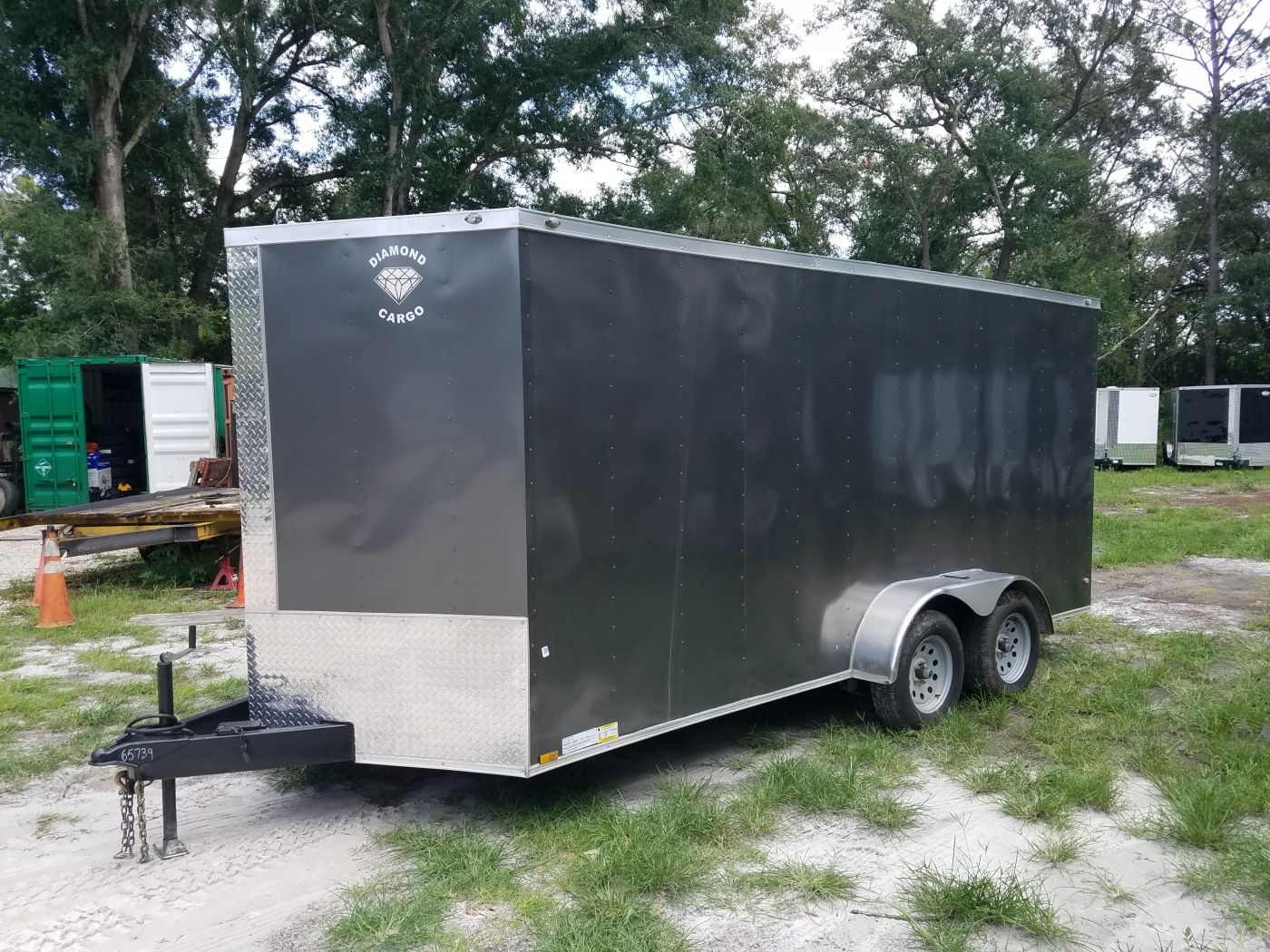 Diamond Cargo 7x16 TA Trailer - Charcoal, Ramp, Side Door, Extra Height - Image 3