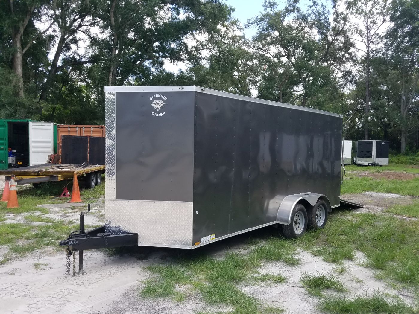 Diamond Cargo 7x16 TA Trailer - Charcoal, Ramp, Side Door, Extra Height - Image 2