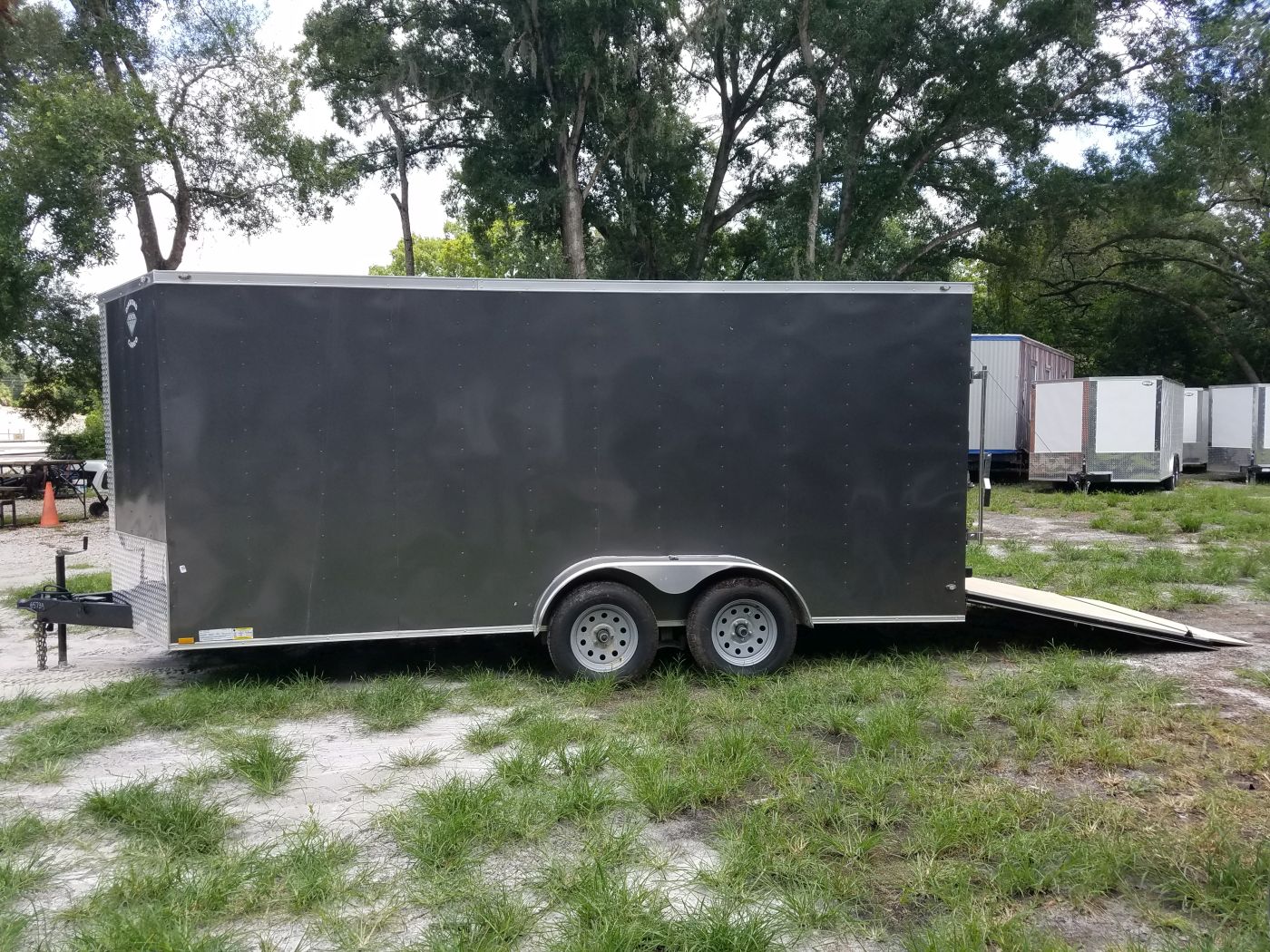 Diamond Cargo 7x16 TA Trailer - Charcoal, Ramp, Side Door, Extra Height - Image 4