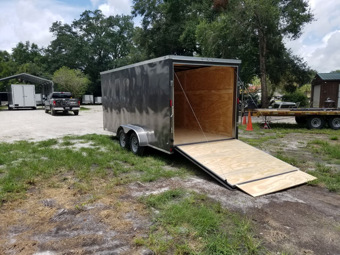 Diamond Cargo 7x16 TA Trailer - Charcoal, Ramp, Side Door, Extra Height - Image 6