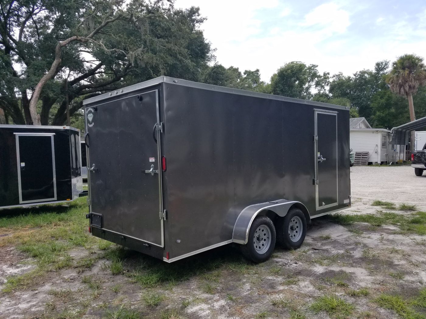 Diamond Cargo 7x16 TA Trailer - Charcoal, Ramp, Side Door, Extra Height - Image 11