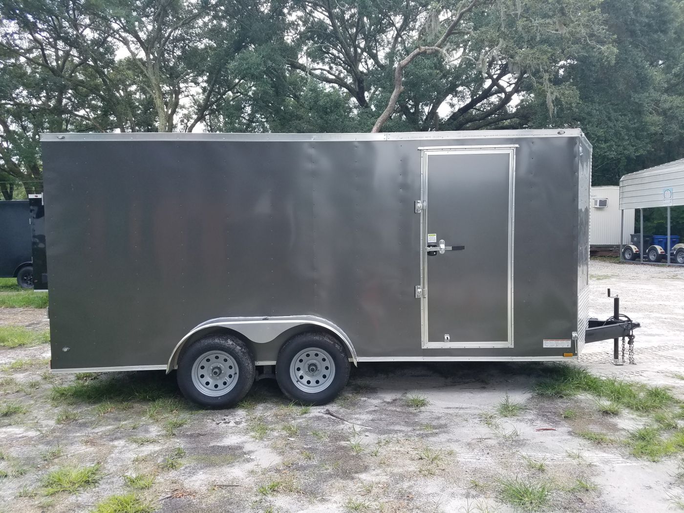 Diamond Cargo 7x16 TA Trailer - Charcoal, Ramp, Side Door, Extra Height