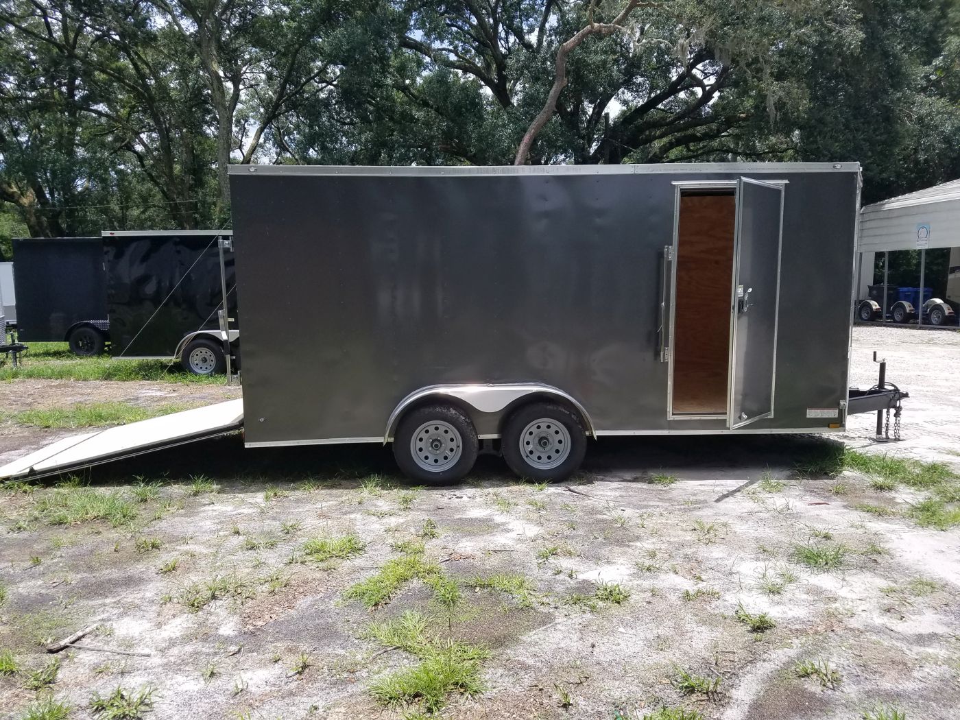 Diamond Cargo 7x16 TA Trailer - Charcoal, Ramp, Side Door, Extra Height - Image 12