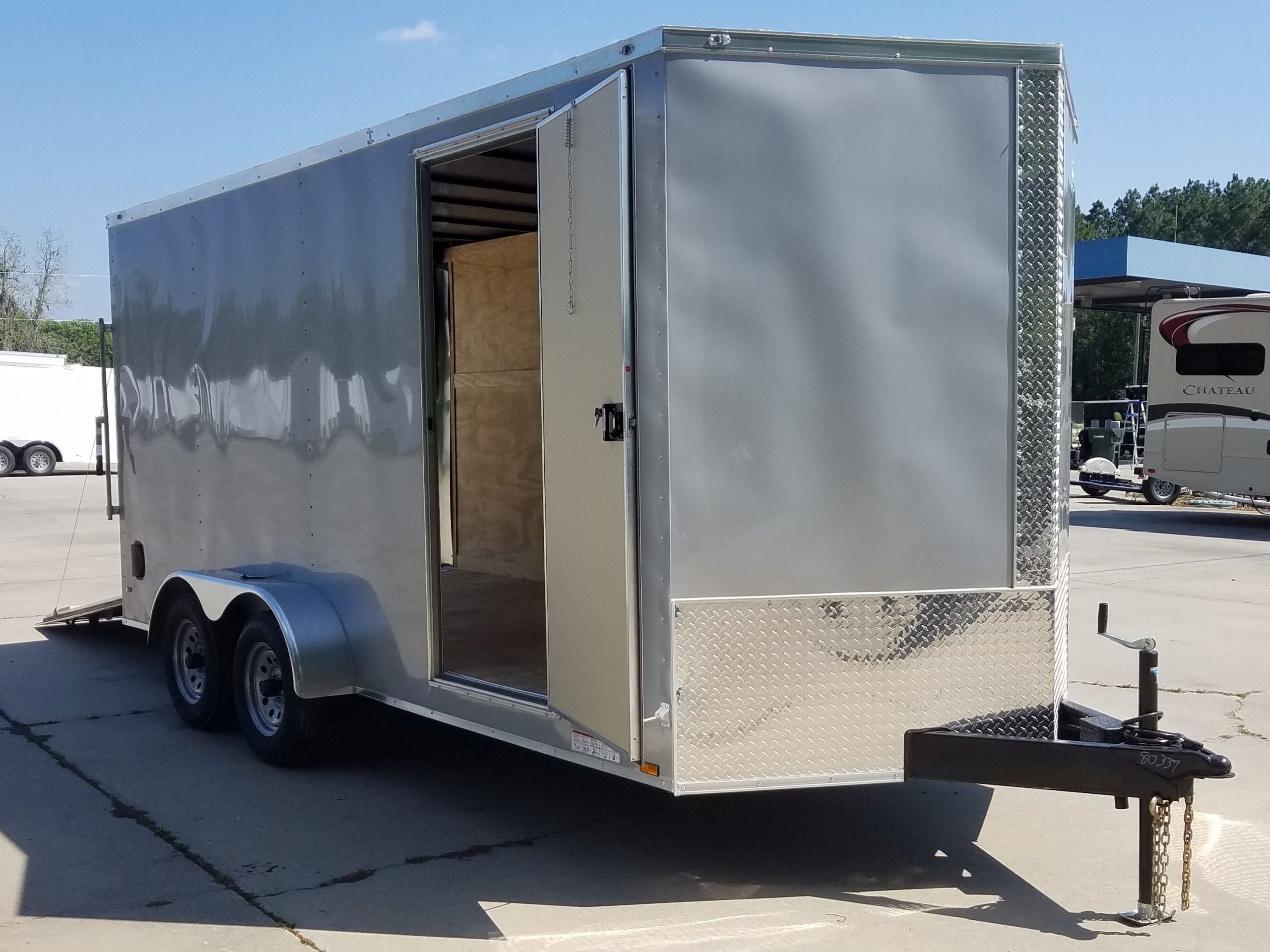 Diamond Cargo 7x16 TA Trailer - Silver Frost, Ramp, Side Door, Extra Height, Tie Downs, Insulated - Image 2