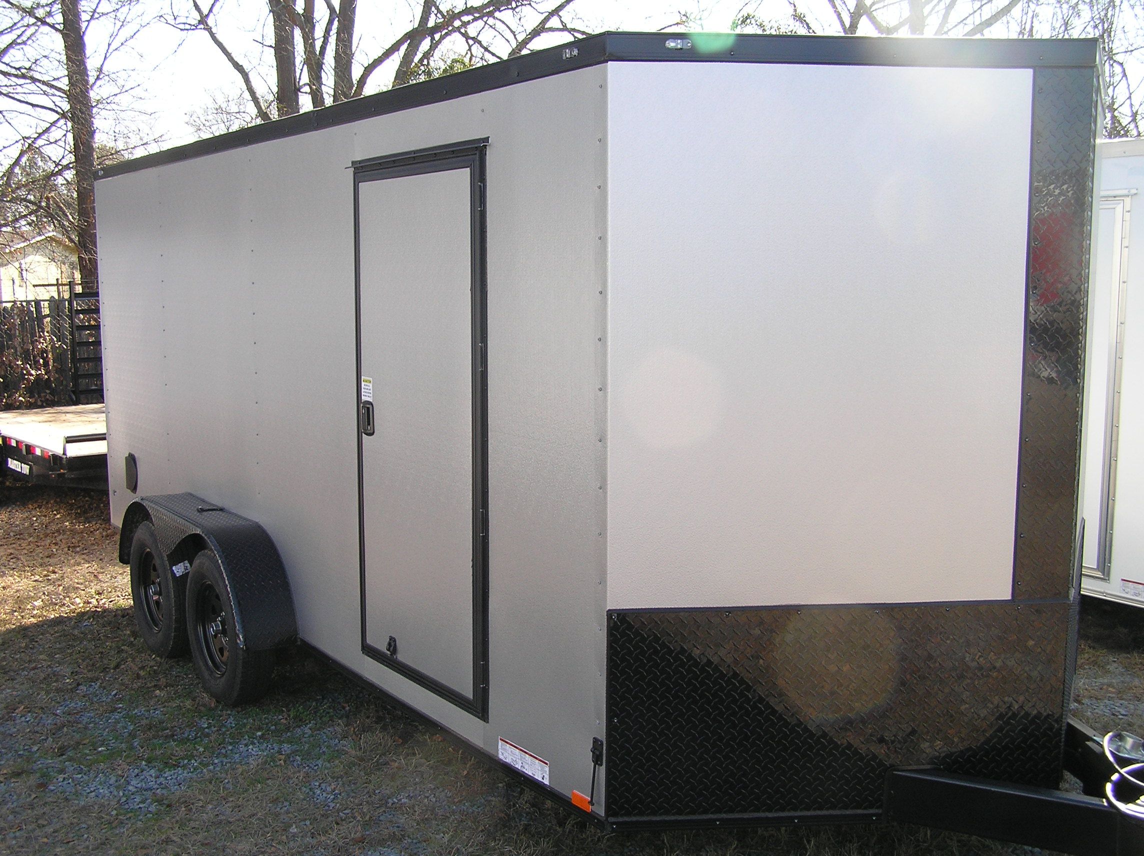 Diamond Cargo 7x16 TA Trailer - Embossed Silver Frost, Ramp, Side Door, Extra Height - Image 7
