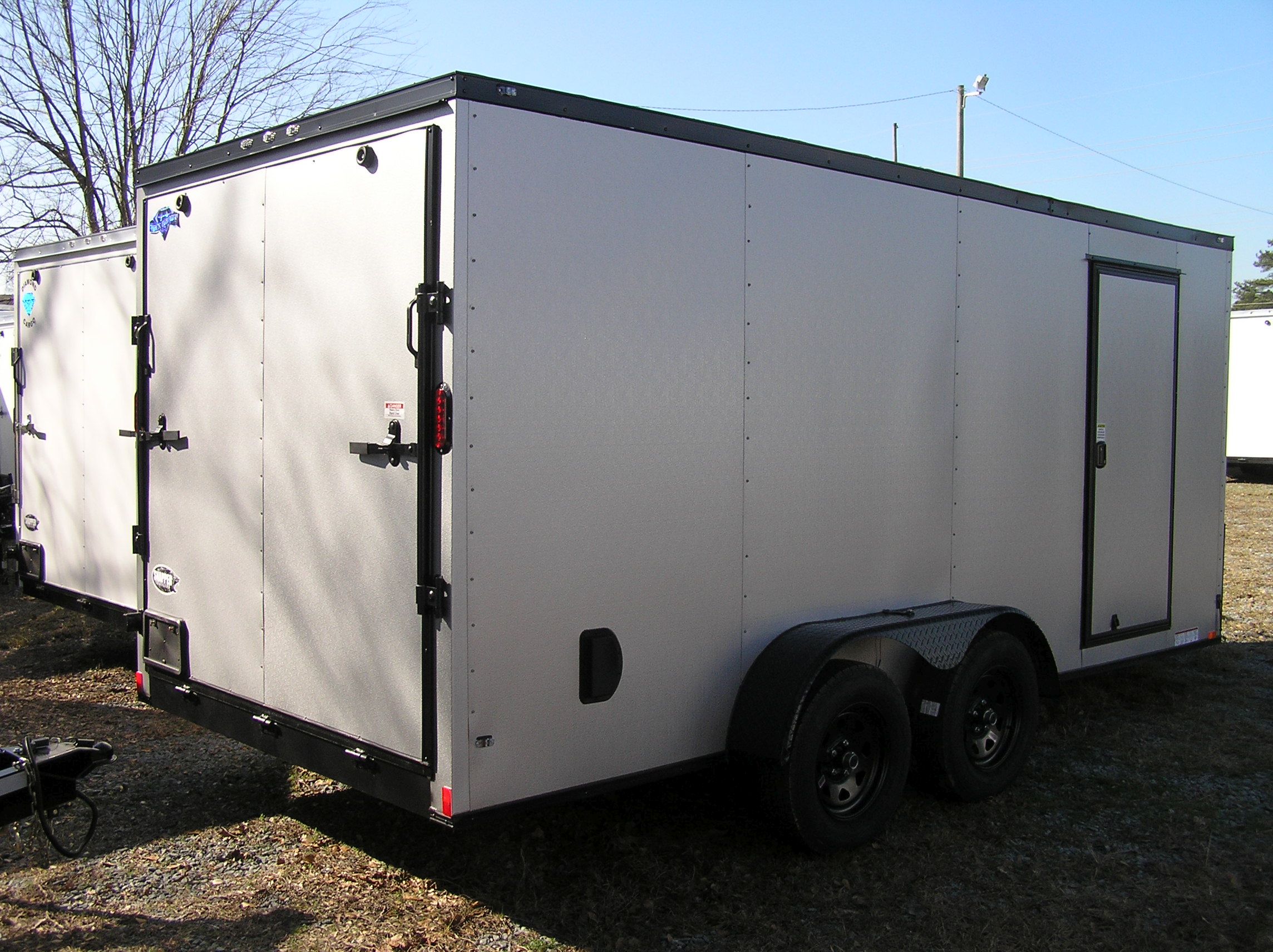 Diamond Cargo 7x16 TA Trailer - Embossed Silver Frost, Ramp, Side Door, Extra Height - Image 5