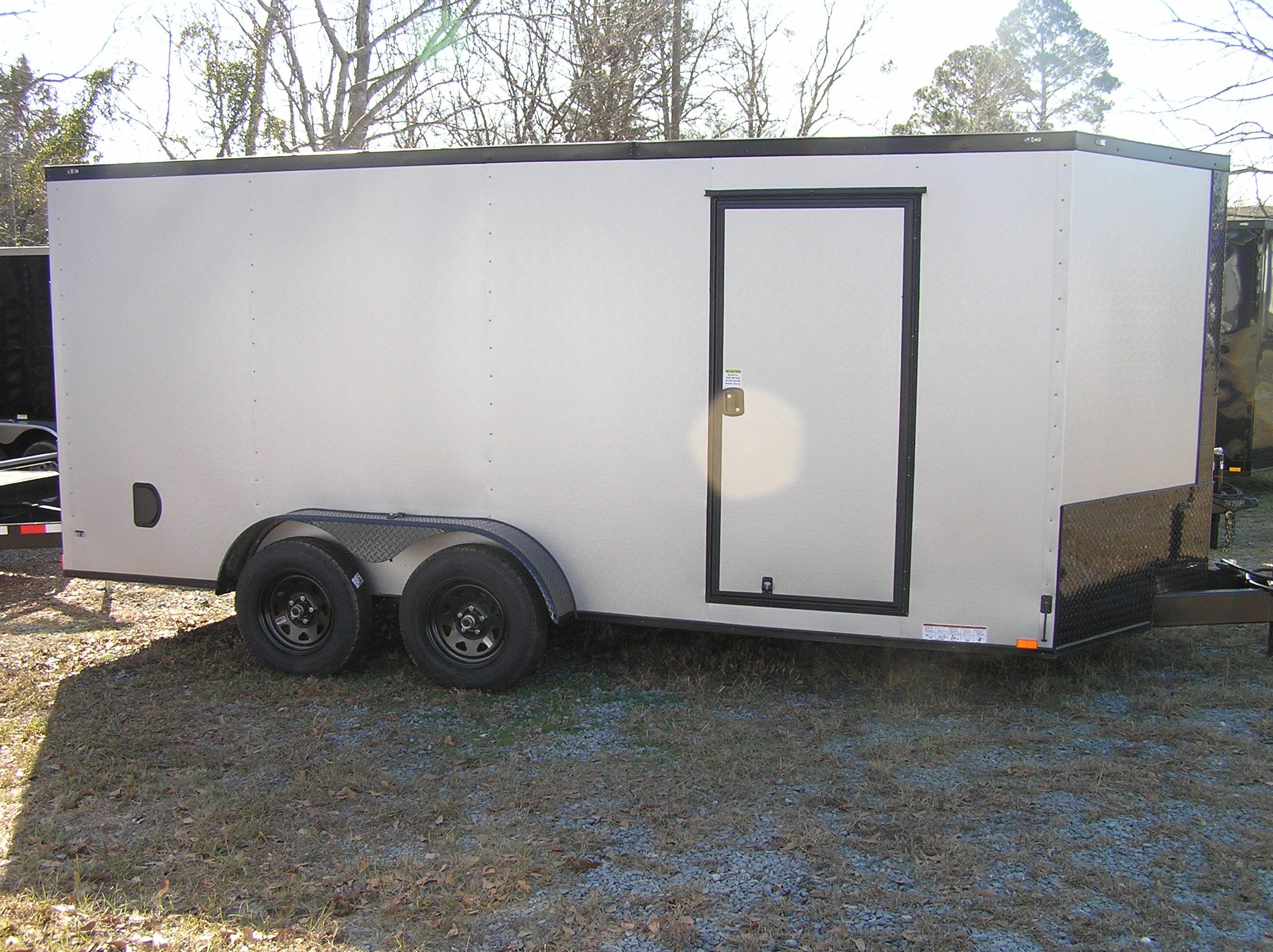 Diamond Cargo 7x16 TA Trailer - Embossed Silver Frost, Ramp, Side Door, Extra Height