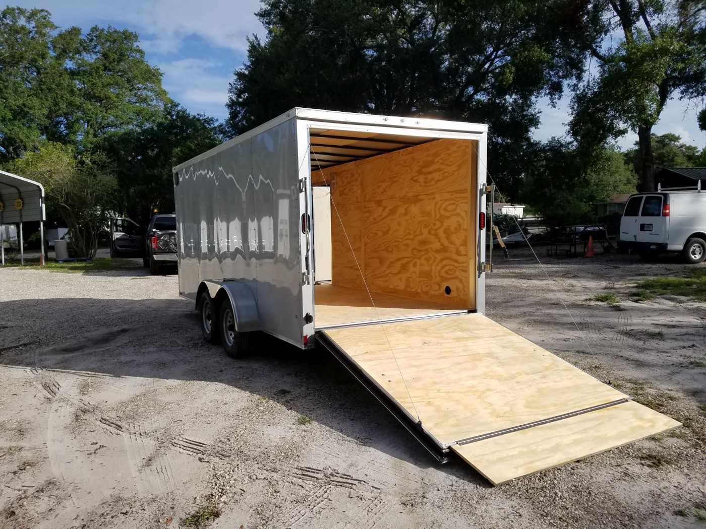 Diamond Cargo 7x16 TA Trailer - Silver Frost, Ramp, Side Door, Extra Height - Image 6