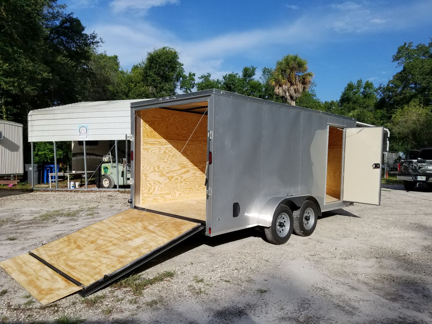 Diamond Cargo 7x16 TA Trailer - Silver Frost, Ramp, Side Door, Extra Height - Image 10