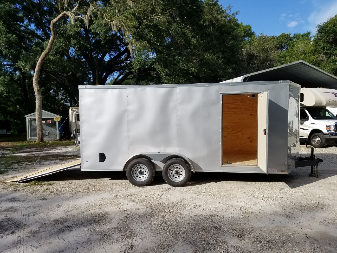 Diamond Cargo 7x16 TA Trailer - Silver Frost, Ramp, Side Door, Extra Height - Image 12