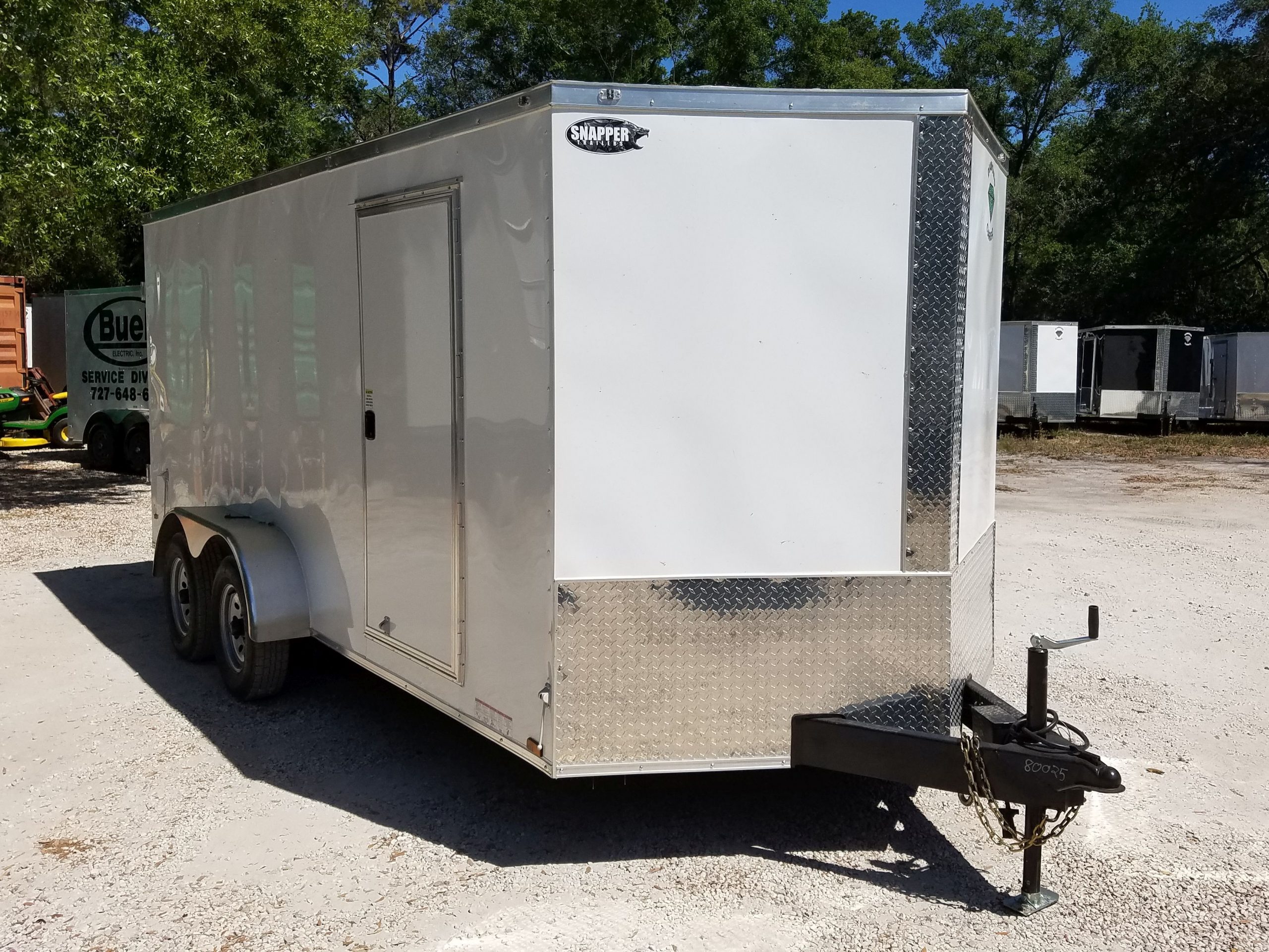 Diamond Cargo 7x16 TA Trailer - White, Barn Doors, Side Door, Extra Height, Insulated