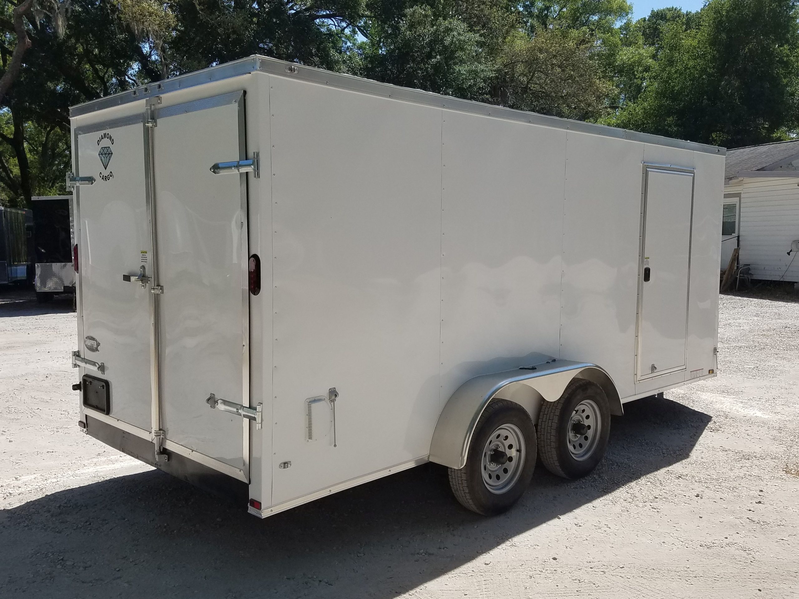 Diamond Cargo 7x16 TA Trailer - White, Barn Doors, Side Door, Extra Height, Insulated - Image 6