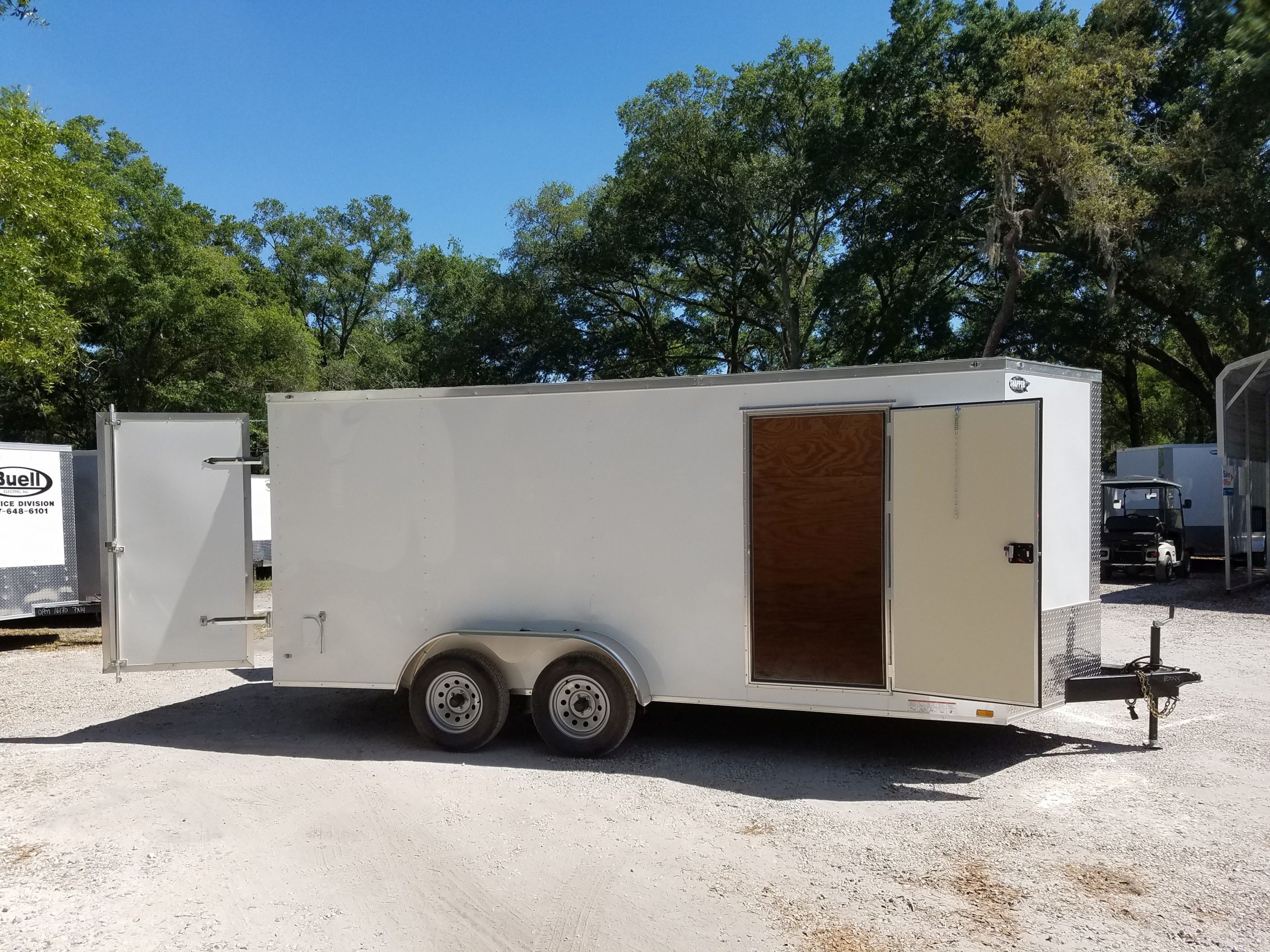 Diamond Cargo 7x16 TA Trailer - White, Barn Doors, Side Door, Extra Height, Insulated - Image 3