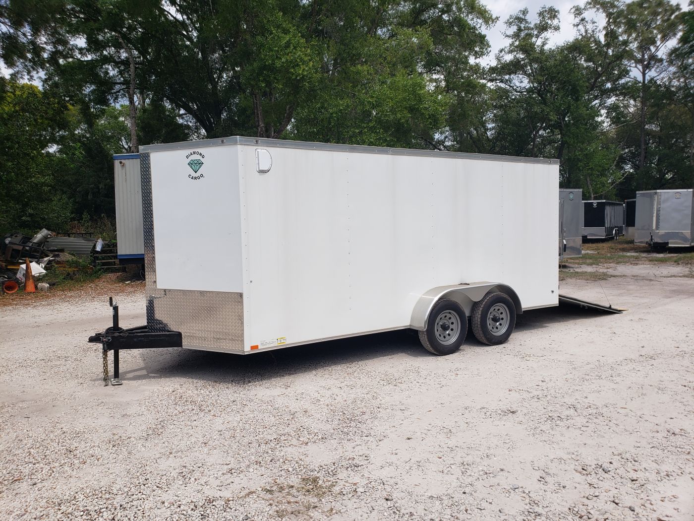 Diamond Cargo 7x16 TA Trailer - White, Ramp, Side Door, Extra Height - Image 2