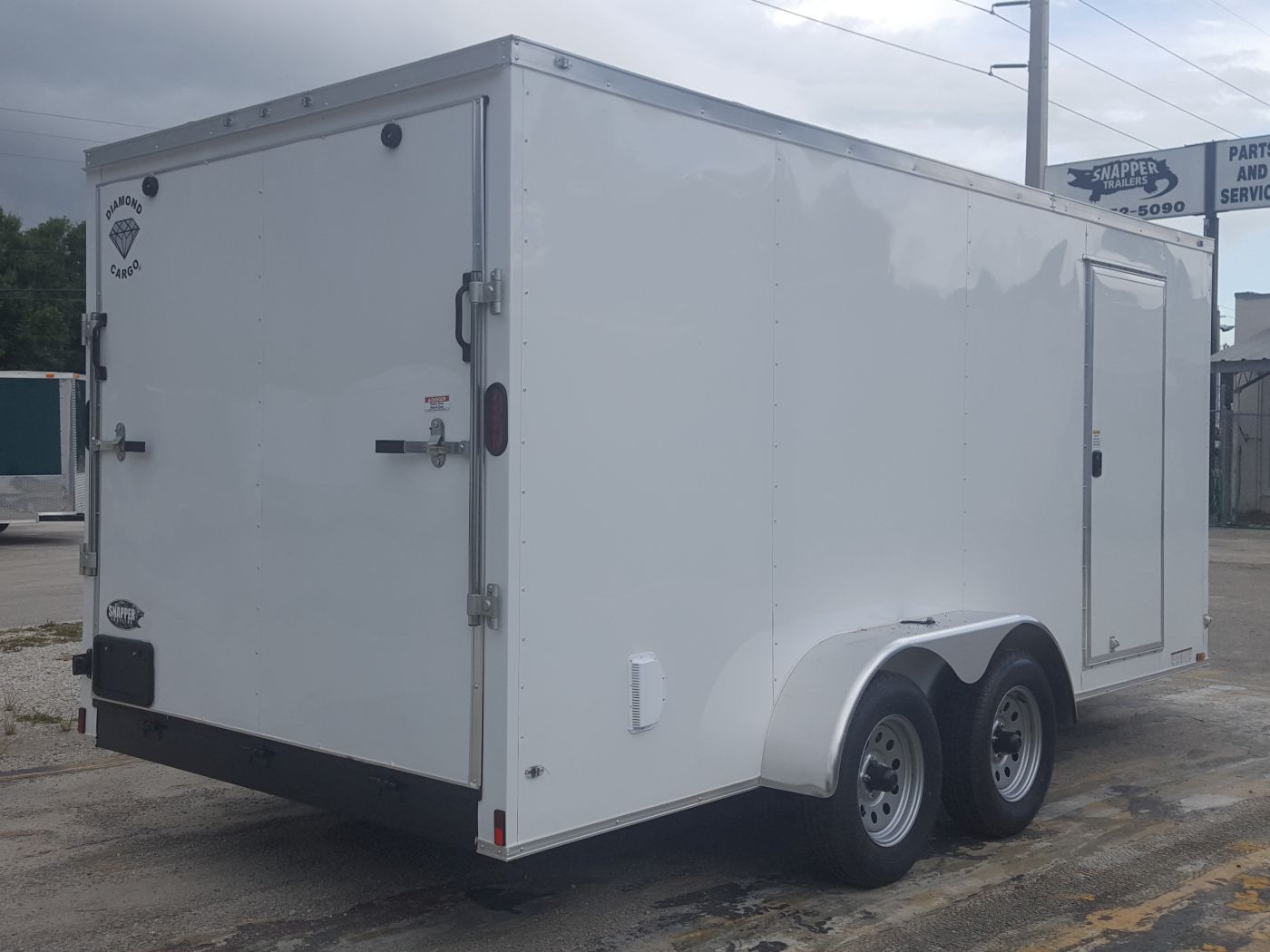 Diamond Cargo 7x16 TA Trailer - White, Ramp, Side Door, Extra Height - Image 9