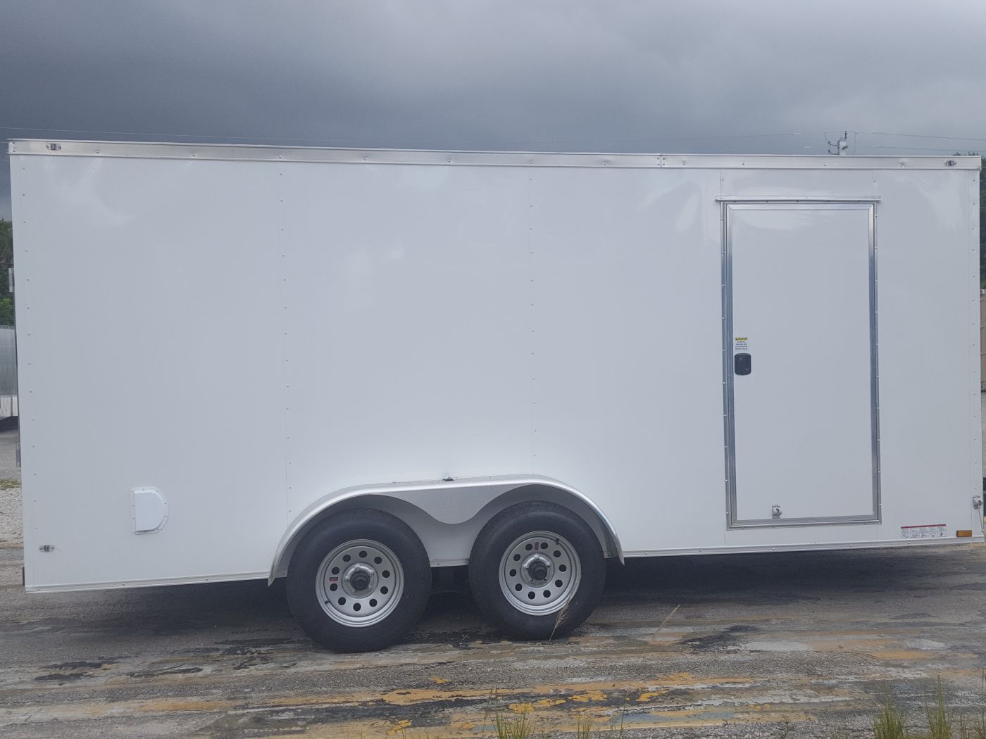 Diamond Cargo 7x16 TA Trailer - White, Ramp, Side Door, Extra Height