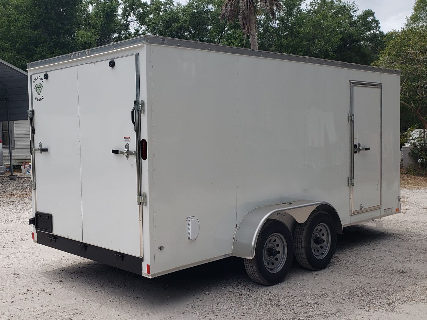 Diamond Cargo 7x16 TA Trailer - White, Ramp, Side Door, Extra Height - Image 11