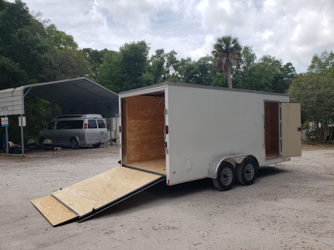 Diamond Cargo 7x16 TA Trailer - White, Ramp, Side Door, Extra Height - Image 10