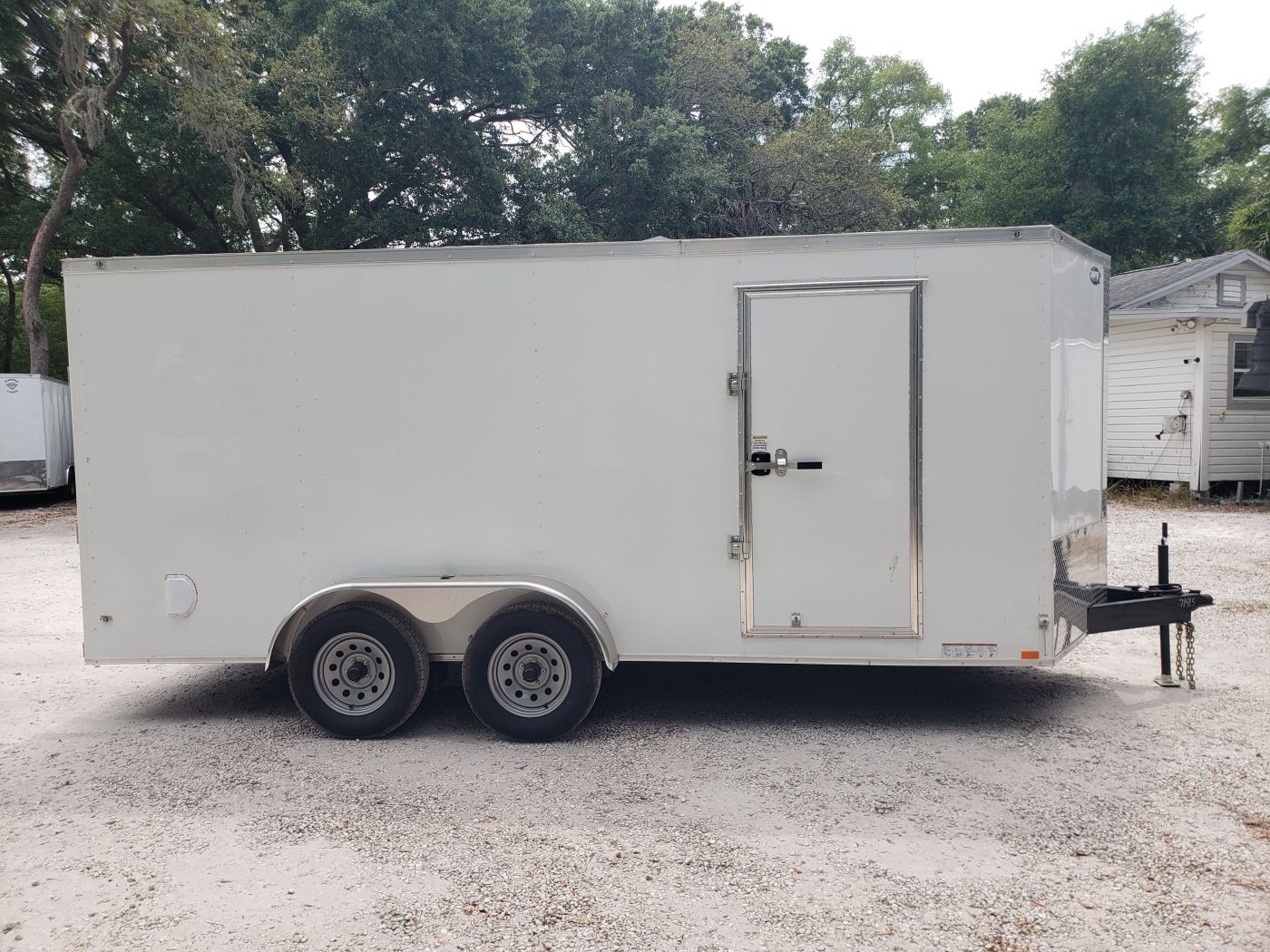 Diamond Cargo 7x16 TA Trailer - White, Ramp, Side Door, Extra Height